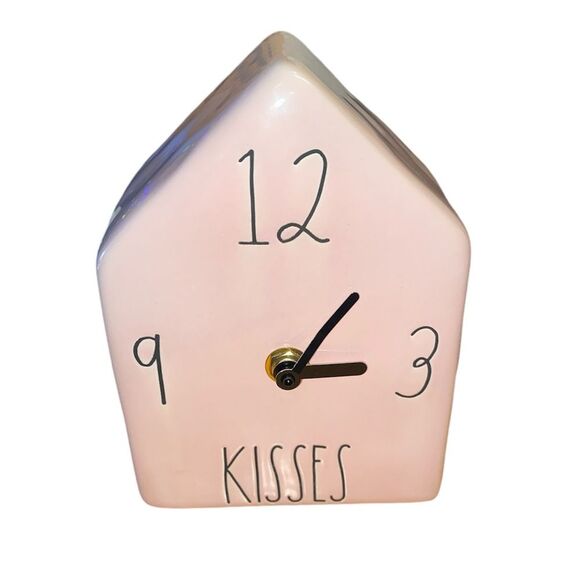 RAE DUNN Pink Kisses Functioning Battery Operated clock - Picture 1 of 3